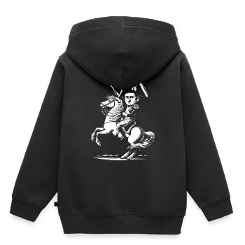 Drôle de Napoléon Bonaparte Design avec cheval et S - Sweat Premium à capuche enfant bio - noir - Dos - AI Model Kid Male (0cm)