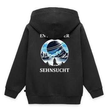 Entdecker Sehnsucht – Design für Abenteurer - Kinder Premium Organic Hoodie - Schwarz - Hinten - AI Model Kid Male (0cm)