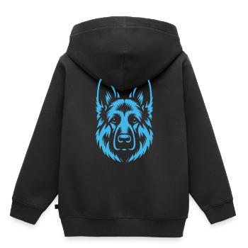 Schlichtes Blauer Schäferhund Design - Kinder Premium Organic Hoodie - Schwarz - Hinten - AI Model Kid Male (0cm)