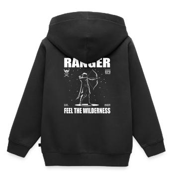Ranger – fühle die Wildnis – das Waldläufer Design - Kinder Premium Organic Hoodie - Schwarz - Hinten - AI Model Kid Male (0cm)