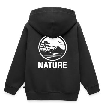 Nature - Pour la protection de l’environnement et les amoureux des paysages - Sweat Premium à capuche enfant bio - noir - Dos - AI Model Kid Male (0cm)