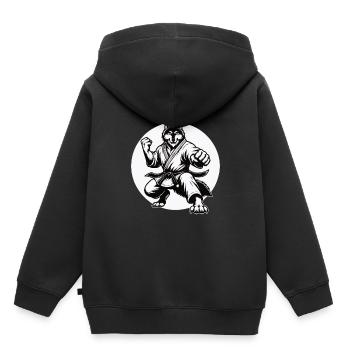 Kampfsport Wolf – Stärke und Loyalität - Kinder Premium Organic Hoodie - Schwarz - Hinten - AI Model Kid Male (0cm)