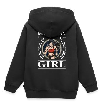 Marathon Girl – Laufen ist Freiheit - Kinder Premium Organic Hoodie - Schwarz - Hinten - AI Model Kid Male (0cm)