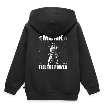 Der Mönch – Fühle die Kraft / Rollenspieler Design - Kinder Premium Organic Hoodie - Schwarz - Hinten - AI Model Kid Male (0cm)