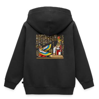 Déesse égyptienne Maat Isis - Sweat Premium à capuche enfant bio - noir - Dos - AI Model Kid Male (0cm)