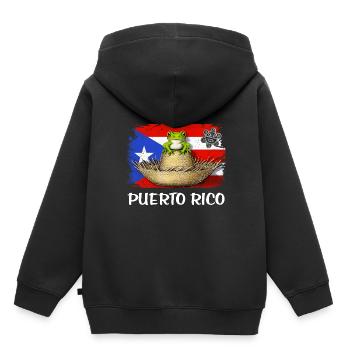 Puerto Rico Coqui Frosch Boricua Flagge - Kinder Premium Organic Hoodie - Schwarz - Hinten - AI Model Kid Male (0cm)