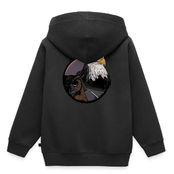 Aigle - forêt - hibou - hibou royal - autoroute - route - Sweat Premium à capuche enfant bio - noir - Dos - AI Model Kid Male (0cm)