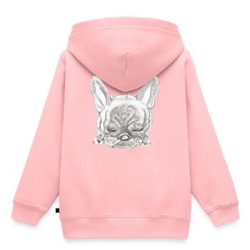 Französische Bulldogge Bully Frenchie - Kinder Premium Organic Hoodie - Rosa - Hinten - AI Model Kid Female (0cm)