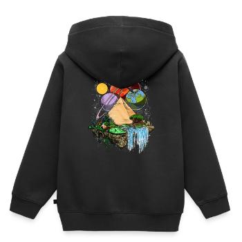Une ancienne conspiration des extraterrestres des pyramides égyptiennes - Sweat Premium à capuche enfant bio - noir - Dos - AI Model Kid Male (0cm)