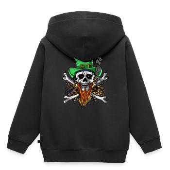 Piraten-Schädel-irische Kobold-gekreuzte Knochen - Kinder Premium Organic Hoodie - Schwarz - Hinten - AI Model Kid Male (0cm)