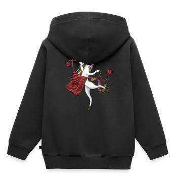Einhorn, das magischen Garn-Stricker strickt - Kinder Premium Organic Hoodie - Schwarz - Hinten - AI Model Kid Male (0cm)