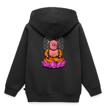 Schweinefleisch-Buddha Zen Yoga Meditation Farm Animal - Kinder Premium Organic Hoodie - Schwarz - Hinten - AI Model Kid Male (0cm)