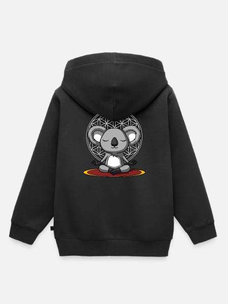 Méditation Yoga Yoga Koala Bear mignonne - Sweat Premium à capuche enfant bio - noir