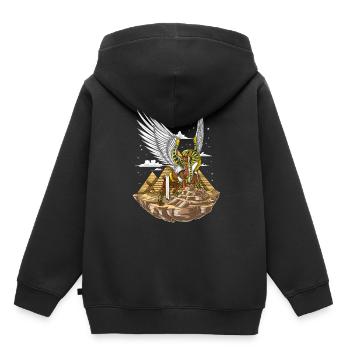 Pyramides Egyptiennes Sphinx Pharaon Dieu - Sweat Premium à capuche enfant bio - noir - Dos - AI Model Kid Male (0cm)