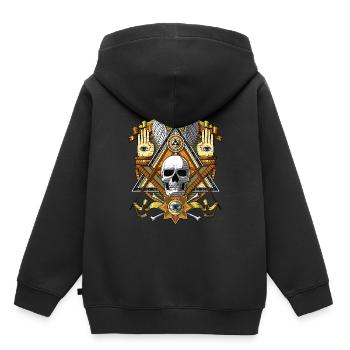 Crâne Illuminati maçonnique - Sweat Premium à capuche enfant bio - noir - Dos - AI Model Kid Male (0cm)