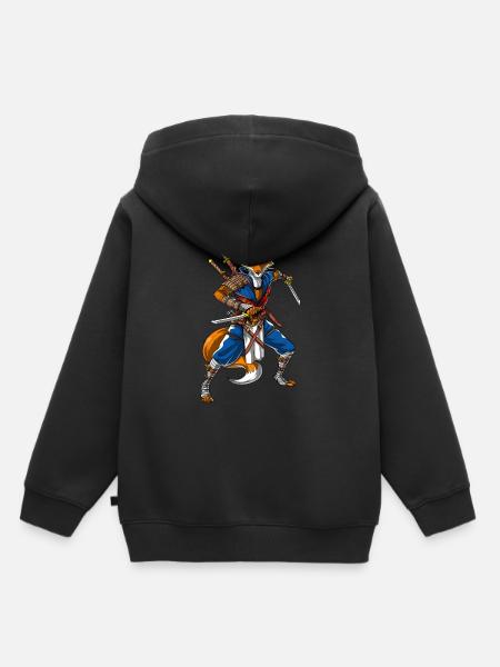 Fox Ninja Samurai - Kinder Premium Organic Hoodie - Schwarz