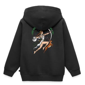 Artemis Goddess - Kids Premium Organic Hoodie - black - Back - AI Model Kid Male (0cm)