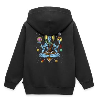 Méditation psychédélique de Shiva - Sweat Premium à capuche enfant bio - noir - Dos - AI Model Kid Male (0cm)