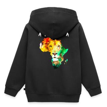 Afrique - Sweat Premium à capuche enfant bio - noir - Dos - AI Model Kid Male (0cm)