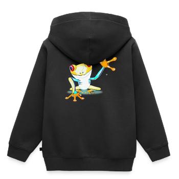 Frosch bunt - Kinder Premium Organic Hoodie - Schwarz - Hinten - AI Model Kid Male (0cm)