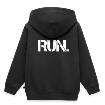 Run - Kinder Premium Organic Hoodie - Schwarz - Hinten - AI Model Kid Male (0cm)