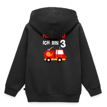 Feuerwehr 3 Jahre Geburtstagsgeschenk - Kinder Premium Organic Hoodie - Schwarz - Hinten - AI Model Kid Male (0cm)