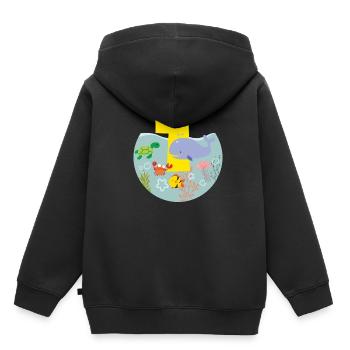 Meerestiere Wal Schildkröte Geschenk 1. Geburtstag - Kinder Premium Organic Hoodie - Schwarz - Hinten - AI Model Kid Male (0cm)