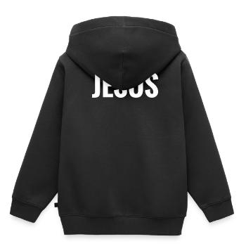 Jésus Christ Dieu Bible Verse Christian - Sweat Premium à capuche enfant bio - noir - Dos - AI Model Kid Male (0cm)