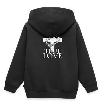 True love Jesus Christ Cross - Kids Premium Organic Hoodie - black - Back - AI Model Kid Male (0cm)