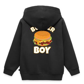 HAMBURGER / CHEESEBURGER: Burger Boy - Kinder Premium Organic Hoodie - Schwarz - Hinten - AI Model Kid Male (0cm)