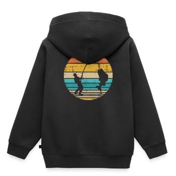 Angeln - Kinder Premium Organic Hoodie - Schwarz - Hinten - AI Model Kid Male (0cm)