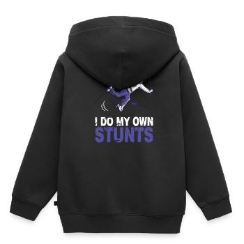 Ski Skifahrer Skifahren I do my own stunts - Kinder Premium Organic Hoodie - Schwarz - Hinten - AI Model Kid Male (0cm)