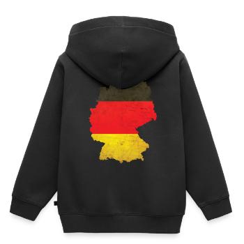 Allemagne - frontière nationale sous drapeau national - Sweat Premium à capuche enfant bio - noir - Dos - AI Model Kid Male (0cm)