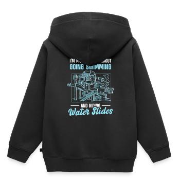 Toboggan aquatique Piscine extérieure Toboggans - Sweat Premium à capuche enfant bio - noir - Dos - AI Model Kid Male (0cm)