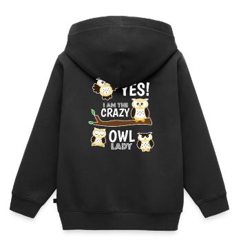 Mesdames Oui, je suis la chouette folle Chouette chouette - Sweat Premium à capuche enfant bio - noir - Dos - AI Model Kid Male (0cm)