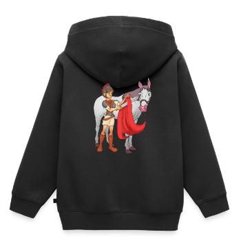 St Martin teilt seinen Mantel Cartoon - Kinder Premium Organic Hoodie - Schwarz - Hinten - AI Model Kid Male (0cm)