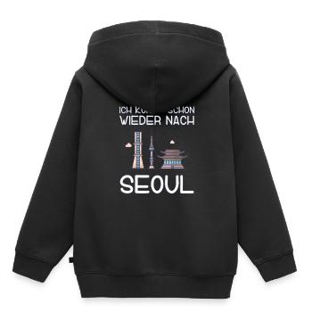 Ich könnt schon wieder nach Seoul - Kinder Premium Organic Hoodie - Schwarz - Hinten - AI Model Kid Male (0cm)