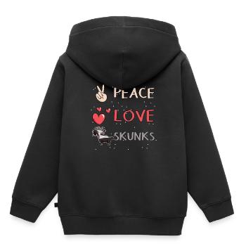 Le putois Love Skunks - Sweat Premium à capuche enfant bio - noir - Dos - AI Model Kid Male (0cm)