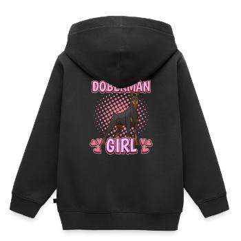 Dobermann Doberman Girl - Sweat Premium à capuche enfant bio - noir - Dos - AI Model Kid Male (0cm)