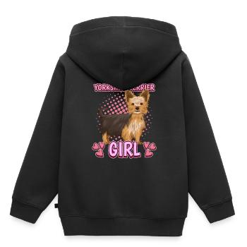 Yorkshire Terrier Yorkshire Terrier Girl - Kinder Premium Organic Hoodie - Schwarz - Hinten - AI Model Kid Male (0cm)
