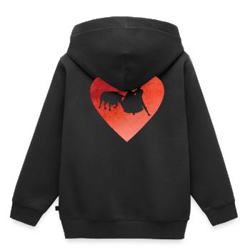 Coeur avec corrida avec taureau et torero - Sweat Premium à capuche enfant bio - noir - Dos - AI Model Kid Male (0cm)