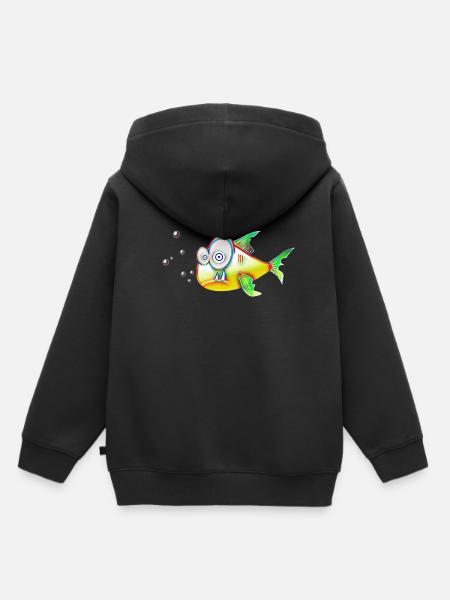 Fisch lustig Kinder Geschenk - Kinder Premium Organic Hoodie - Schwarz