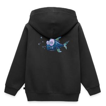 Drôle de poisson - Sweat Premium à capuche enfant bio - noir - Dos - AI Model Kid Male (0cm)