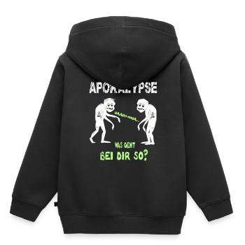 Irgendwo in der Apokalypse, Zombie Shirt - Kinder Premium Organic Hoodie - Schwarz - Hinten - AI Model Kid Male (0cm)