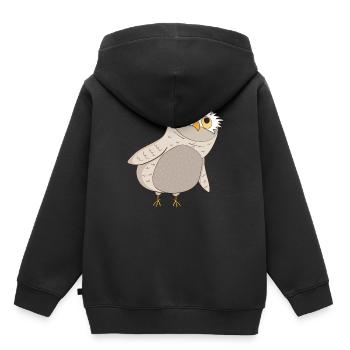 Kauz Eule - Kinder Premium Organic Hoodie - Schwarz - Hinten - AI Model Kid Male (0cm)