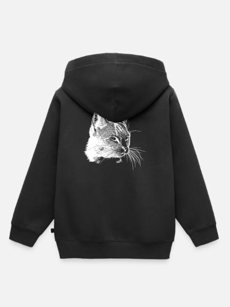 Chat (chat) - Sweat Premium à capuche enfant bio - noir