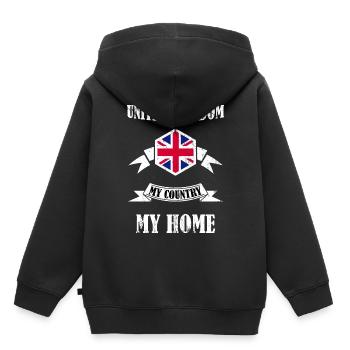 Angleterre Royaume-Uni Royaume-Uni cadeau - Sweat Premium à capuche enfant bio - noir - Dos - AI Model Kid Male (0cm)
