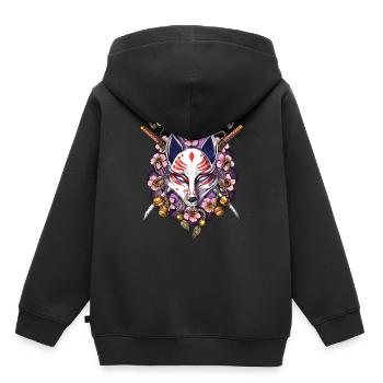 Kitsune Japanische Fuchsmaske - Kinder Premium Organic Hoodie - Schwarz - Hinten - AI Model Kid Male (0cm)