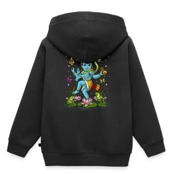 Bébé Shiva Hindou Nataraja - Sweat Premium à capuche enfant bio - noir - Dos - AI Model Kid Male (0cm)