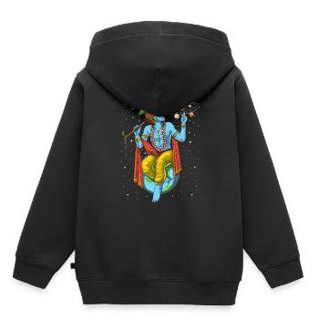 Seigneur hindou Krishna - Sweat Premium à capuche enfant bio - noir - Dos - AI Model Kid Male (0cm)